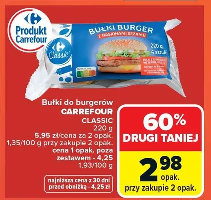 Bułki do burgerów Carrefour Classic promocja w Carrefour Market