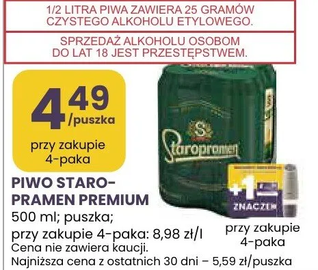 Piwo Staro-Pramen Premium promocja w Stokrotka
