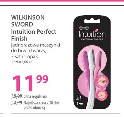 Jednorazowe maszynki do brwi i twarzy Wilkinson Sword Intuition Perfect Finish promocja w Hebe