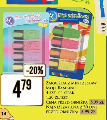 Zakreślacz mini zestaw Moje Bambino promocja w Dino