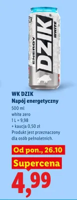 Napój energetyczny WK Dzik White Zero promocja w Lidl