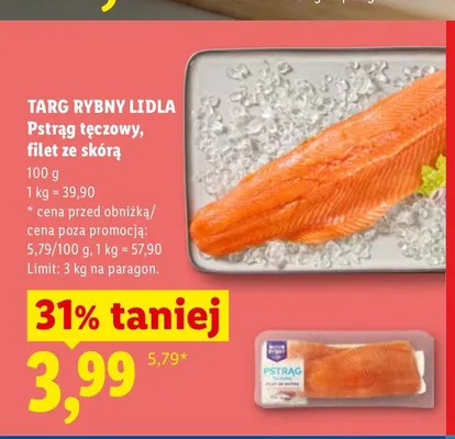 Pstrąg tęczowy filet ze skórą Targ Rybny Lidla promocja w Lidl