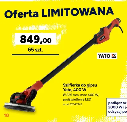 Szlifierka do gipsu Yato promocja w Bricoman