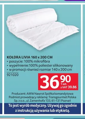 Kołdra Livia 160x200 cm promocja w Selgros
