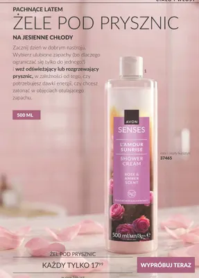 Żel pod prysznic L'Amour Sunrise róża i ciepły bursztyn Avon Senses promocja w AVON