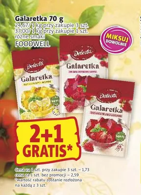 Galaretka o smaku wiśniowym Delecta promocja w Prim Market