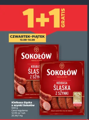 Kiełbasa śląska z szynki Sokołów promocja w Netto