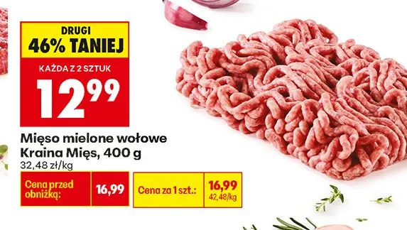 Mięso mielone wołowe Kraina Mięs promocja w Biedronka