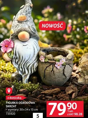 Figurka ogrodowa skrzat z doniczką 30 x 34 x 52 cm promocja w Selgros