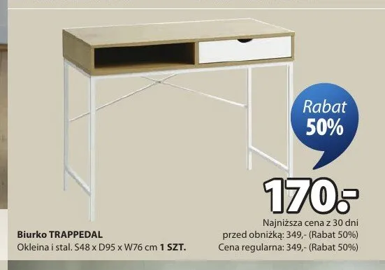 Biurko TRAPPEDAL S48xD95xW76cm promocja w Jysk