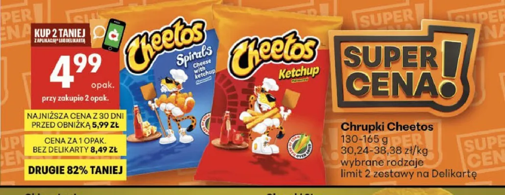 Chrupki Cheetos Ketchup promocja w Delikatesy Centrum