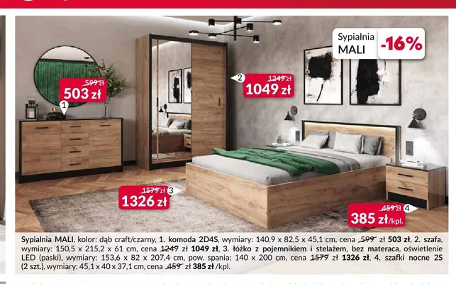 Łóżko z pojemnikiem i stelażem Sypialnia Mali promocja w Salony Agata