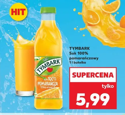 Sok 100% pomarańczowy Tymbark promocja w Kaufland