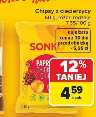 Chipsy z ciecierzycy o smaku papryki Sonko promocja w Carrefour
