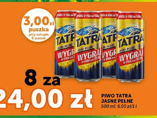 Piwo Tatra Jasne Pełne promocja w Euro Sklep