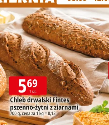 Chleb drwalski Fintes pszenno-żytni z ziarnami promocja w Leclerc