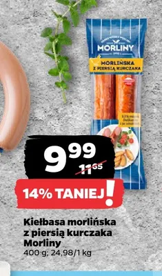 Kiełbasa morlińska z piersią kurczaka Morliny promocja w Netto