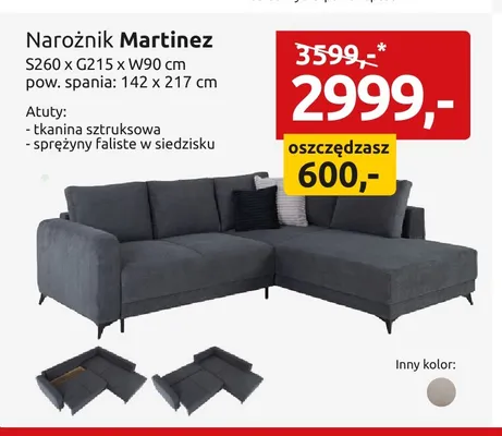 Narożnik Martinez promocja w Black Red White