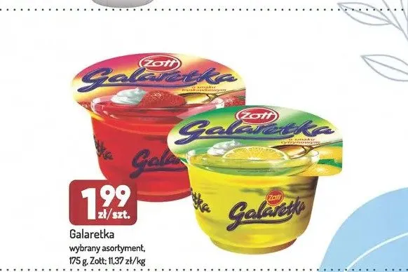 Galaretka o smaku truskawkowym Zott Primo promocja w Avita