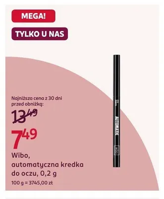 Automatyczna kredka do oczu Wibo promocja w Rossmann