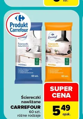 Ściereczki nawilżane Carrefour promocja w Carrefour
