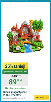 Klocki magnetyczne 200 elementów promocja w ERLI
