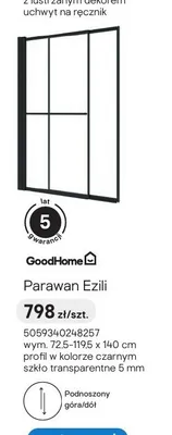 Parawan nawannowy GoodHome Ezili czarny 72,5-119,5x140 cm promocja w Castorama