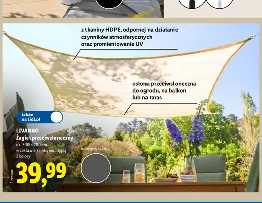 Żagiel przeciwsłoneczny LIVARNO ok. 300x200cm promocja w Lidl