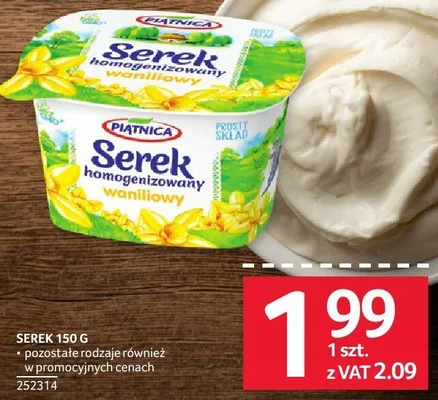 Serek homogenizowany Piątnica waniliowy 150 g promocja w Selgros