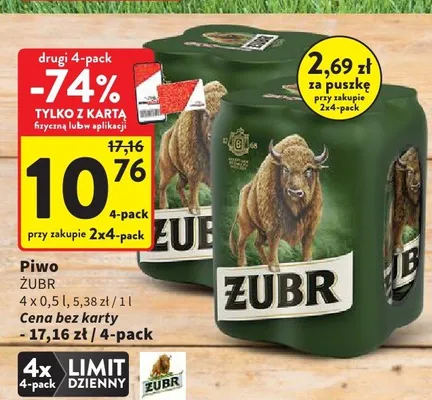 Piwo Żubr 4-pak 500ml promocja w Intermarche