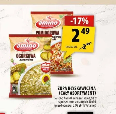 Zupa błyskawiczna pomidorowa Amino promocja w Arhelan