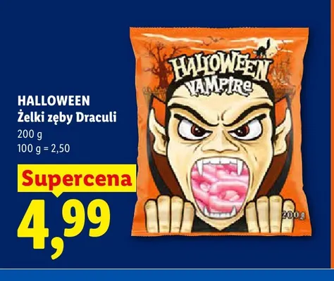 Żelki zęby Draculi Halloween promocja w Lidl