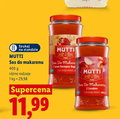Sos do makaronu z czosnkiem Mutti promocja w Lidl