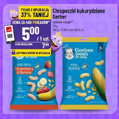 Chrupeczki kukurydziane Strawberry & Banana Gerber promocja w POLOmarket