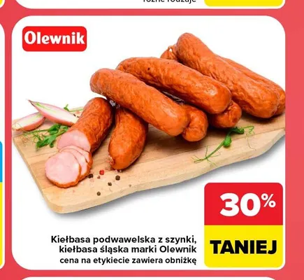 Kiełbasa podwawelska z szynki Olewnik promocja w Carrefour Market