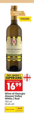 Wino czerwone półsłodkie Wine of Georgia Alazani Valley Red promocja w Biedronka
