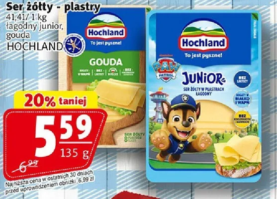 Ser żółty plastry jagodny junior, gouda promocja w Prim Market