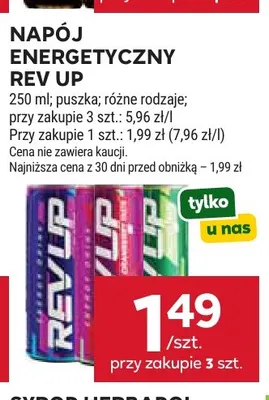 Napój energetyczny Rev Up promocja w Stokrotka