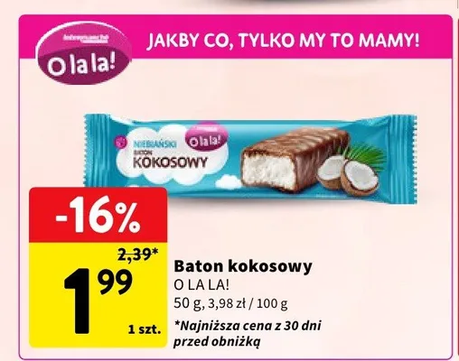 Baton kokosowy O la la! promocja w Intermarche