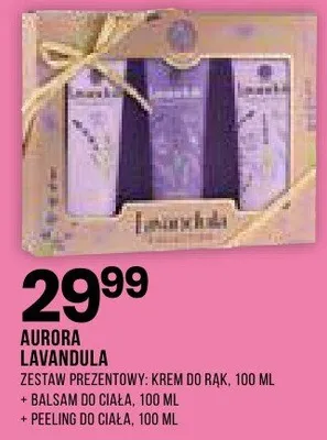 AURORA LAVANDULA zestaw prezentowy krem do rąk 100 ml, balsam do ciała 100 ml, peeling do ciała 100 ml promocja w Drogerie Natura