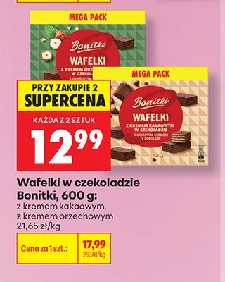Wafelki w czekoladzie z kremem orzechowym Bonitki promocja w Biedronka