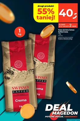 Kawa ziarnista Crema promocja w Dealz