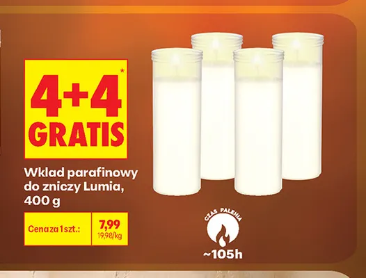 Wkład parafinowy do zniczy Lumia promocja w Biedronka