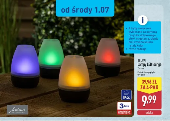 Lampy LED Lounge Belavi 4-pak promocja w Aldi