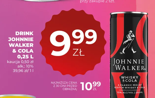 Drink Johnnie Walker & Cola promocja w Duży Ben
