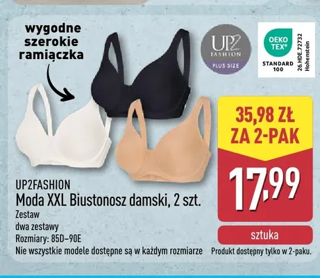 Biustonosz damski Moda XXL 2-pak UP2FASHION promocja w Aldi