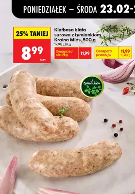 Kiełbasa biała surowa z tymiankiem promocja w Biedronka