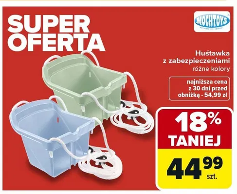 Huśtawka z zabezpieczeniami różne kolory promocja w Carrefour