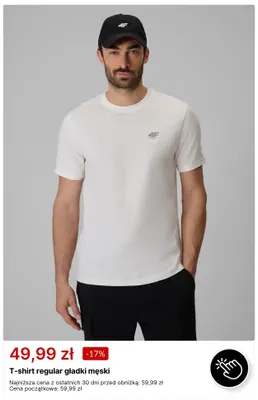 T-shirt regular gładki męski 4F promocja w 4F