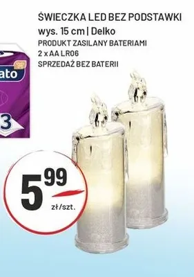 Świeczka LED bez podstawki Delko wys. 15 cm promocja w Sedal